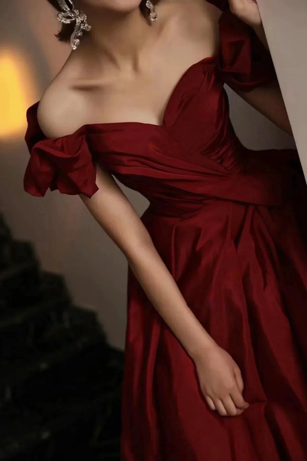 Burgundy Satin Long Prom Dress, A-Line Evening Dress Y1658 by simplepromdress
