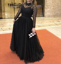 Black A-line Long Sleeves Prom Dress Black Evening Dress Y5691 by simplepromdress