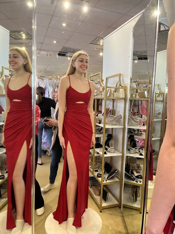 Elegant Sheath Evening Dress With Split Winter Dance Dress Y6389