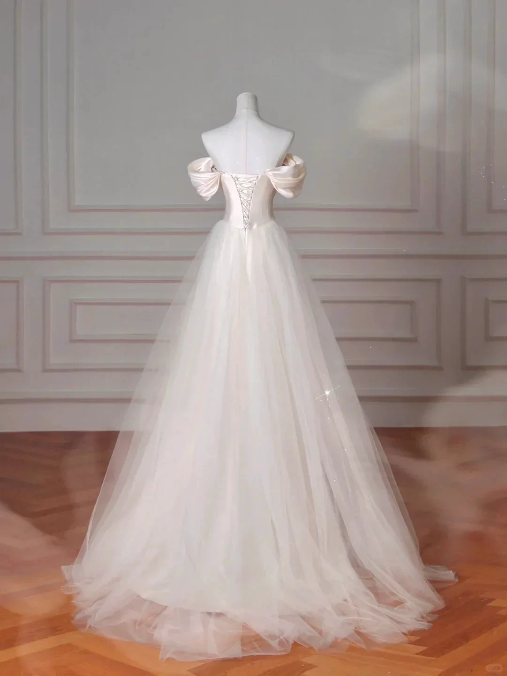 Elegant White off The Shoulder Satin Beaded Mermaid Evening Dress,Formal Prom Dress Wedding Dress Y8617 by simplepromdress
