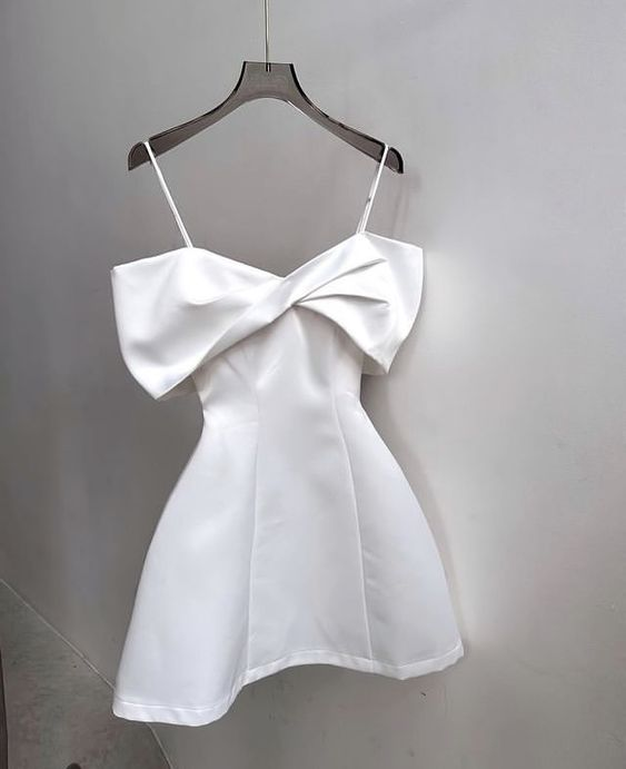 A-line White Homecoming Dress White Birthday Party Dress Y5970