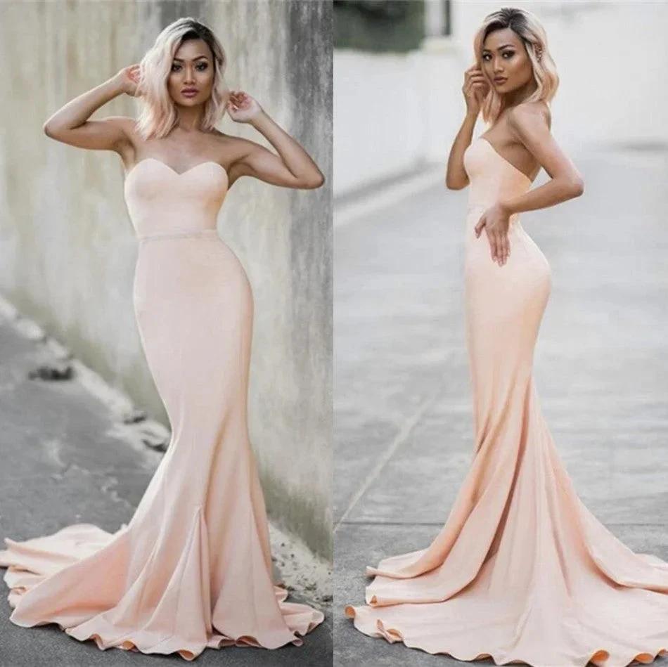 Simple Chiffon Bridesmaid Dresses Mermaid Sweetheart Neck Prom Dresses by MyChicDress