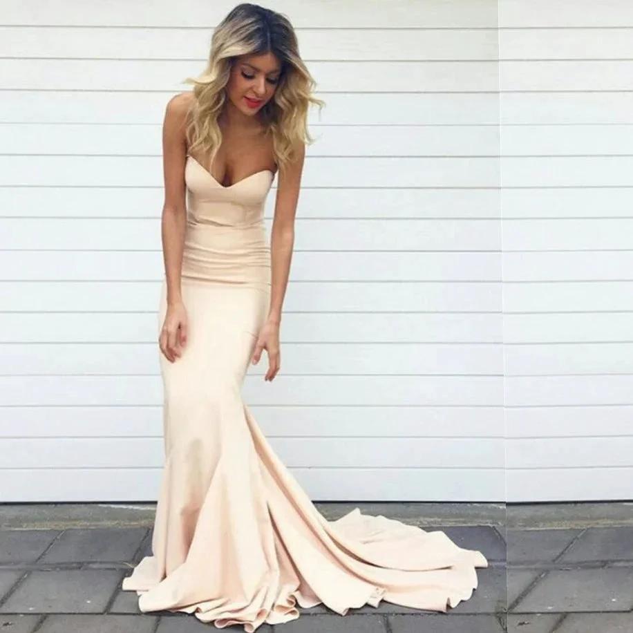 Simple Chiffon Bridesmaid Dresses Mermaid Sweetheart Neck Prom Dresses by MyChicDress