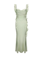 Elegant Summer Ruffle Ribbon Slip Backless Sexy Dress For Women Chic Ruched Slim Evening Dress Y7390 by simplepromdress