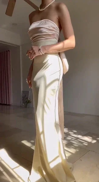 Classy Strapless Mermaid Long Prom Dress Evening Dress With Bow Y8499 by simplepromdress