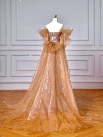 Luxury Off The Shoulder Tulle Beaded Prom Dress Long Mermaid Evening Dress Y8610