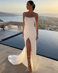 Elegant White Strapless Prom Dress White Evening Dress Y7290 by simplepromdress