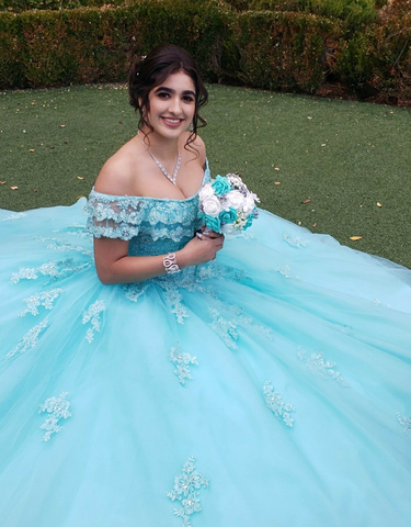 Schulterfreies Spitzen-Tüll-Ballkleid mit Prinzessinnen-Print Y3087