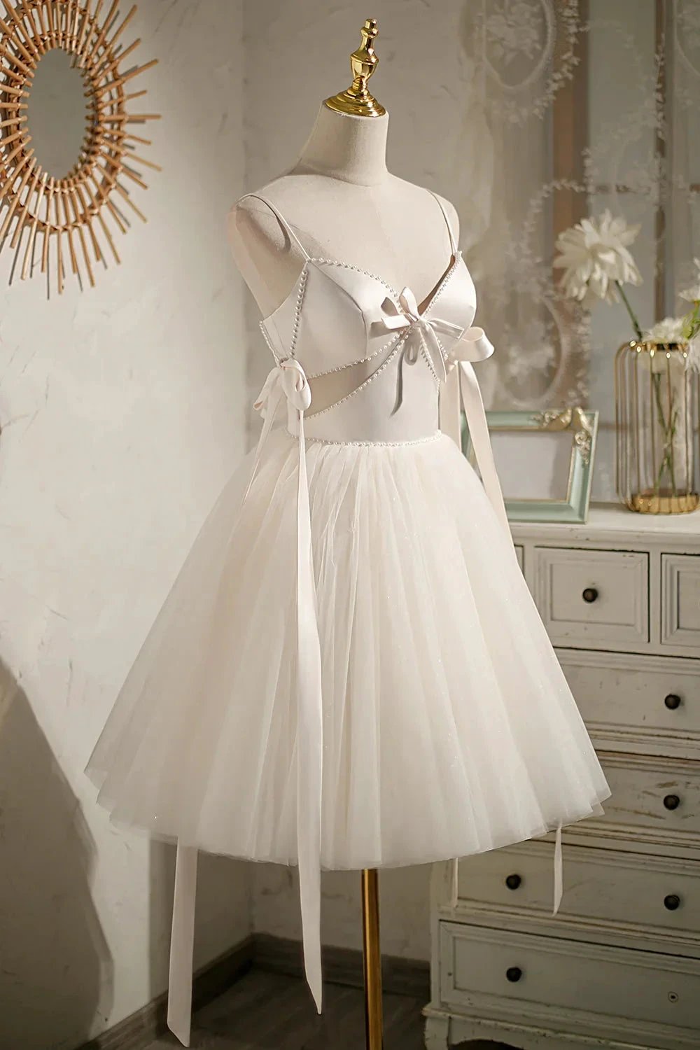Beading Bowknot Lace Up Short Homecoming Dresses by Cicinia