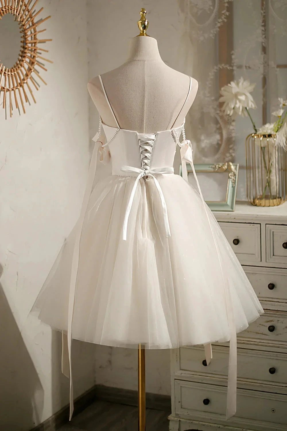 Beading Bowknot Lace Up Short Homecoming Dresses by Cicinia