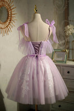Cute Purple Sleeveless Lace Up Princess Short Homecoming Dresses by Cicinia