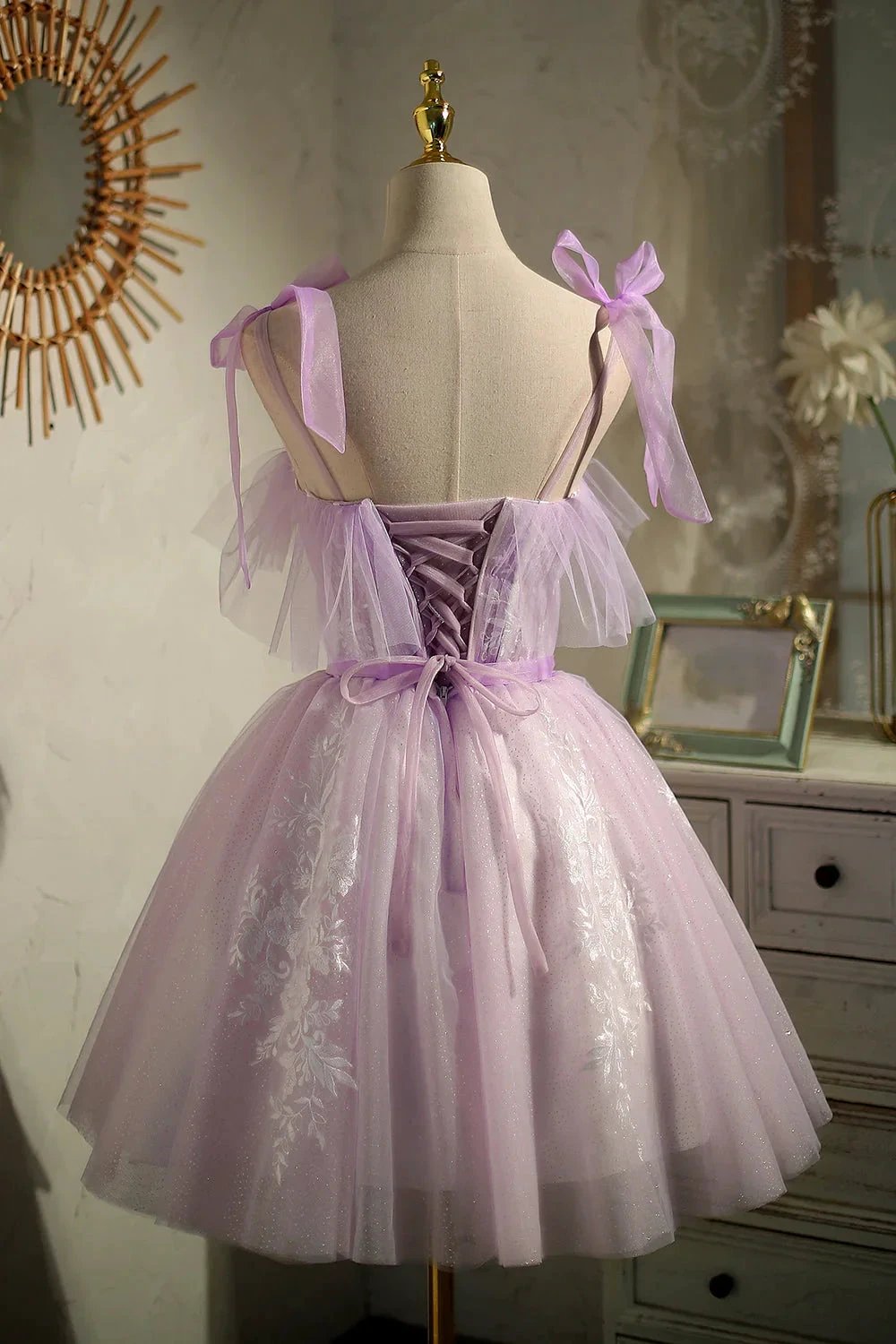 Cute Purple Sleeveless Lace Up Princess Short Homecoming Dresses by Cicinia