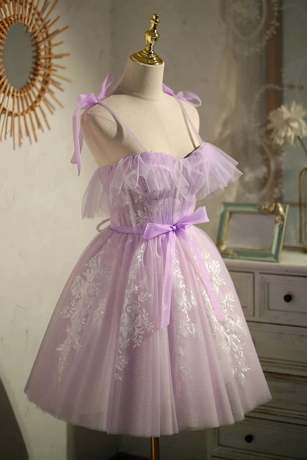 Cute Purple Sleeveless Lace Up Princess Short Homecoming Dresses by Cicinia