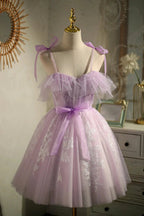 Cute Purple Sleeveless Lace Up Princess Short Homecoming Dresses by Cicinia