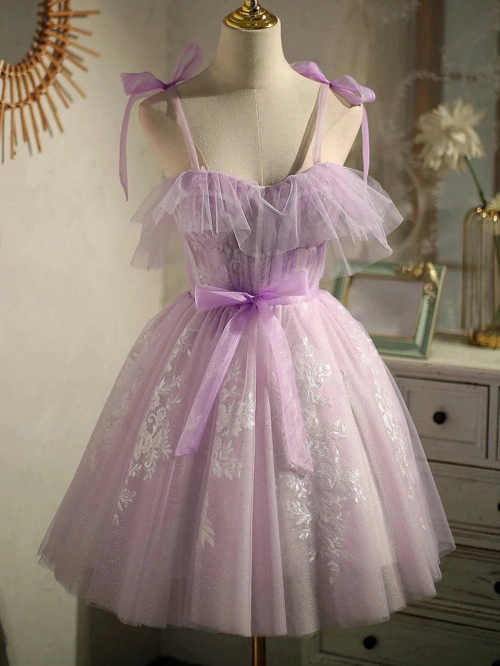 Cute Purple Sleeveless Lace Up Princess Short Homecoming Dresses by Cicinia