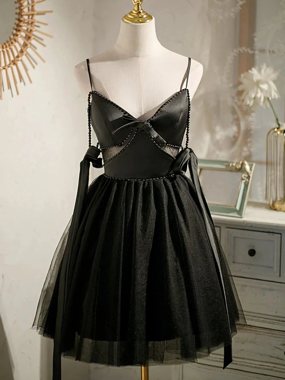Black Sexy Sleeveless Beading Short Homecoming Dresses by Cicinia