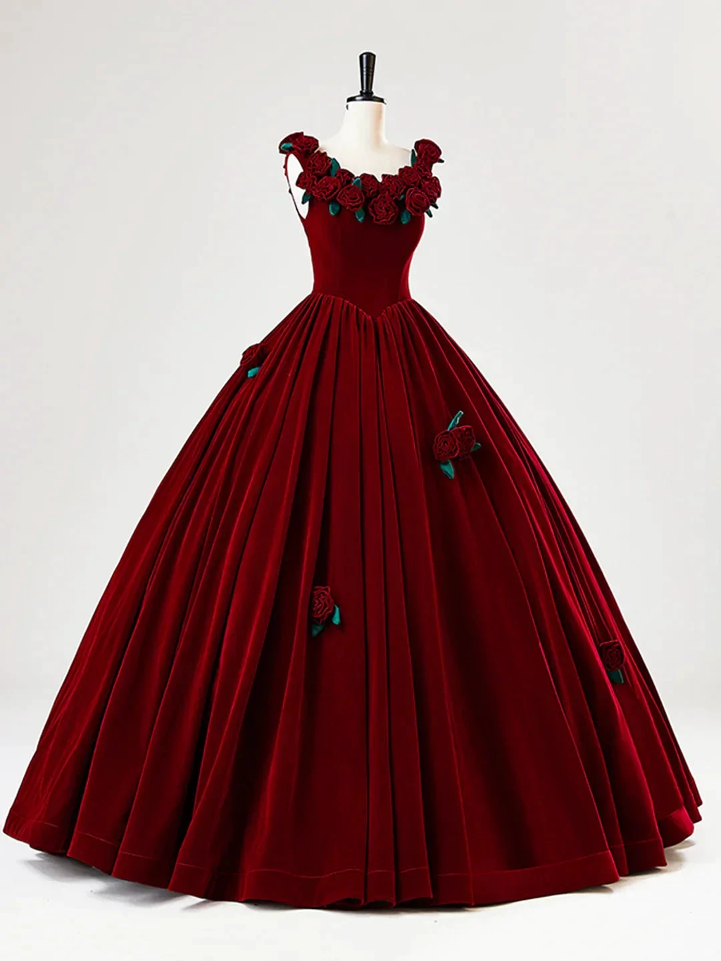 Beautiful Burgundy Velvet Quinceanera Dress Birthday Ball Gown With Rose Flowers Y7750 by simplepromdress