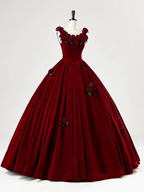 Beautiful Burgundy Velvet Quinceanera Dress Birthday Ball Gown With Rose Flowers Y7750 by simplepromdress