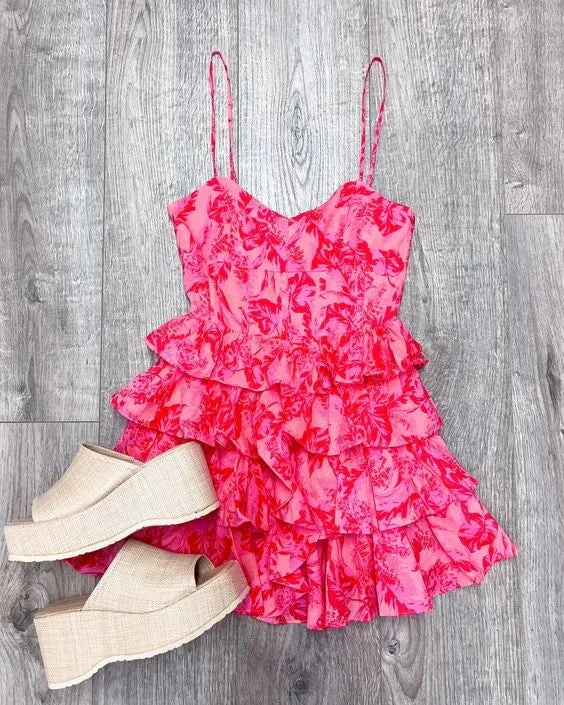 Cute A-line Spaghetti Straps Floral Dress Homecoming Dress Y2772 by simplepromdress