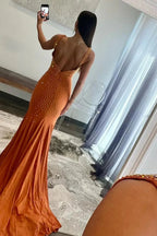 Molly |Mermaid Deep V-Neck Beaded Satin Long Prom Dress by KissProm