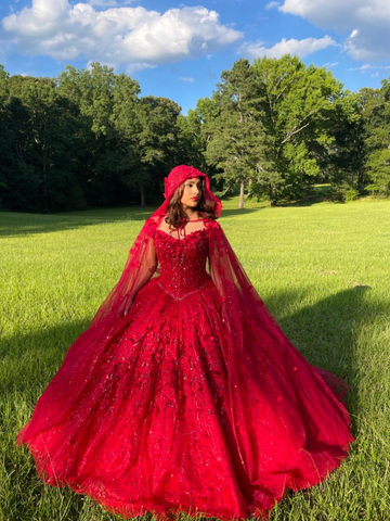 Lujoso vestido rojo de quinceañera, vestido de fiesta rojo, vestido rojo de dulces 16 Y2338