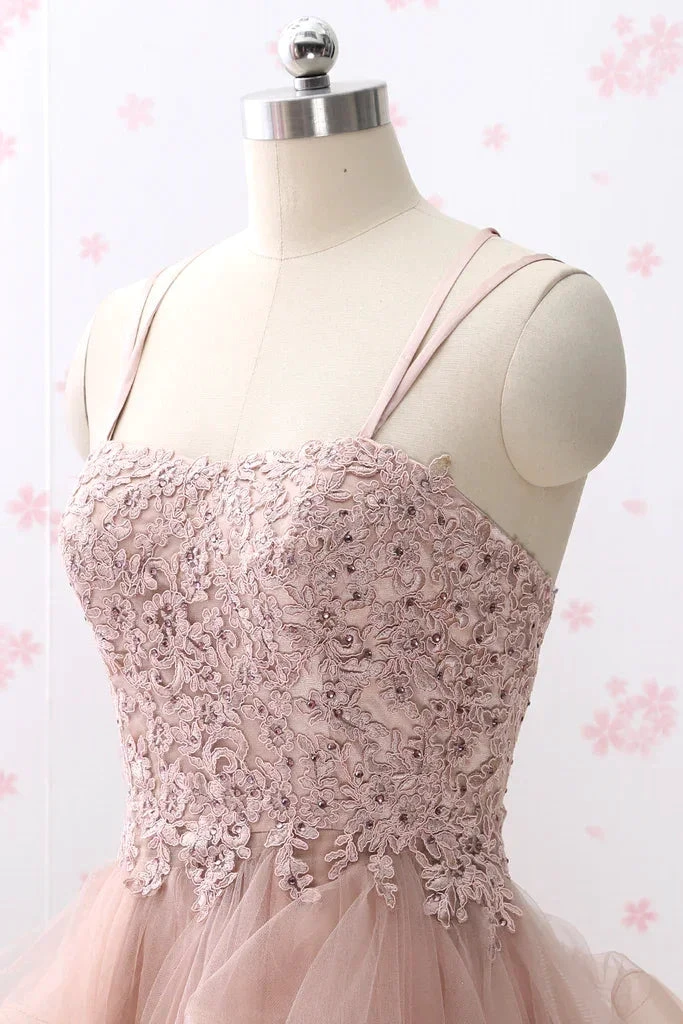Spaghetti Straps Lace Tulle Homecoming Dress Vintage Party Formal Gown Y2584 by simplepromdress