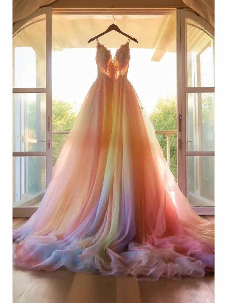 Romantic Dip Dye Colored Wedding Dress Y5015 by simplepromdress