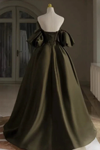 Satin Bridal Dress,Unique Wedding Dress,Army Green Bridal Dress Y4964 by simplepromdress