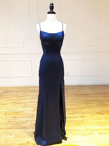 Rückenfreies, dunkelblaues, langes Ballkleid in Dunkelblau, formelle Abschluss-Abendkleider Y7432