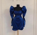 Retro Blue Homecoming Dress with Long Sleeves Y2538 by simplepromdress
