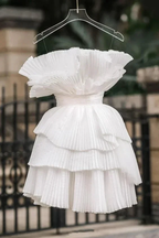 White Short Party Dress Homecoming Dress Y1997 by simplepromdress