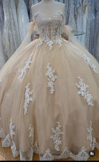 A-line Lace Tulle Ball Gown Sweet 16 Dress Y4013 by simplepromdress