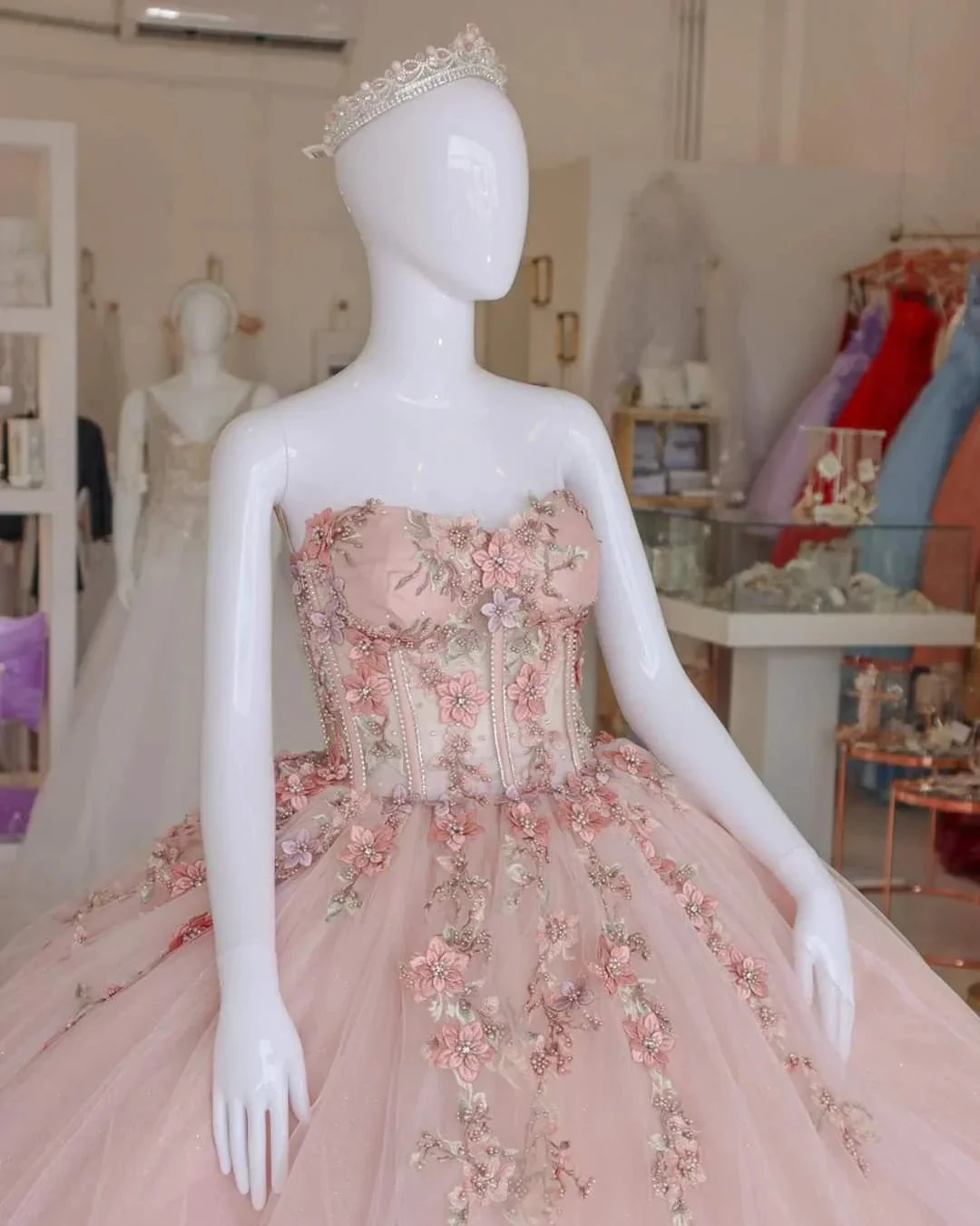 Quinceanera Dresses With 3D Flowers Sweet 15 16 Party Ball Gown Y4158 by simplepromdress