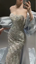 Sparkly Satin Beaded Mermaid Evening Dress Long Prom Dress With Bow Y8330 by simplepromdress