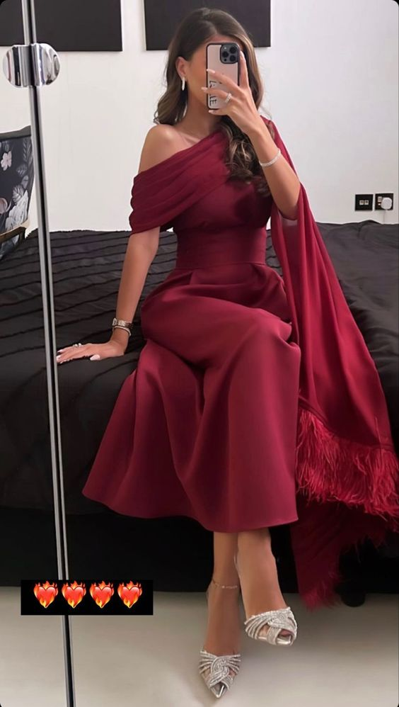 Burgundy Satin Long Prom Dress Chic Evening Dress Y409 Main Image
