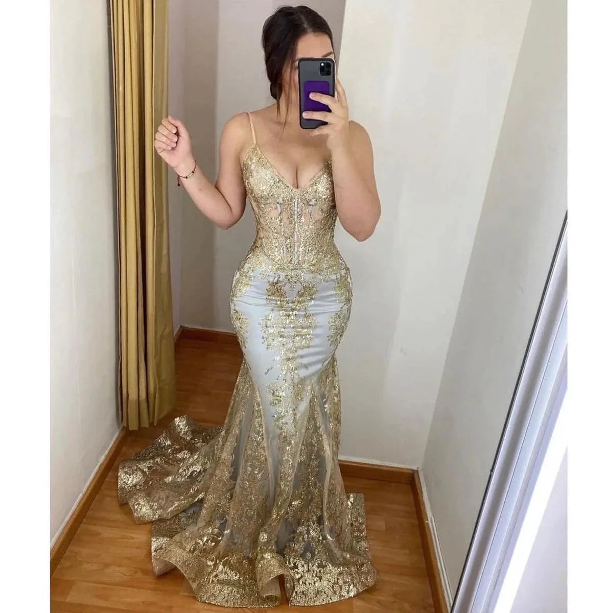 Sexy Spaghetti Straps Mermaid Evening Dress Glamorous Evening Gown Y5253 by simplepromdress