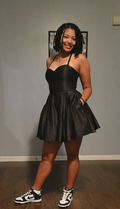 Black A-line Homecoming Dress Black Short Dress Y2449 by simplepromdress