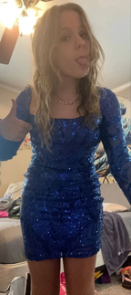 Sequin Long Sleeve Bodycon Dress Sexy Blue Homecoming Dress Y6269 by simplepromdress