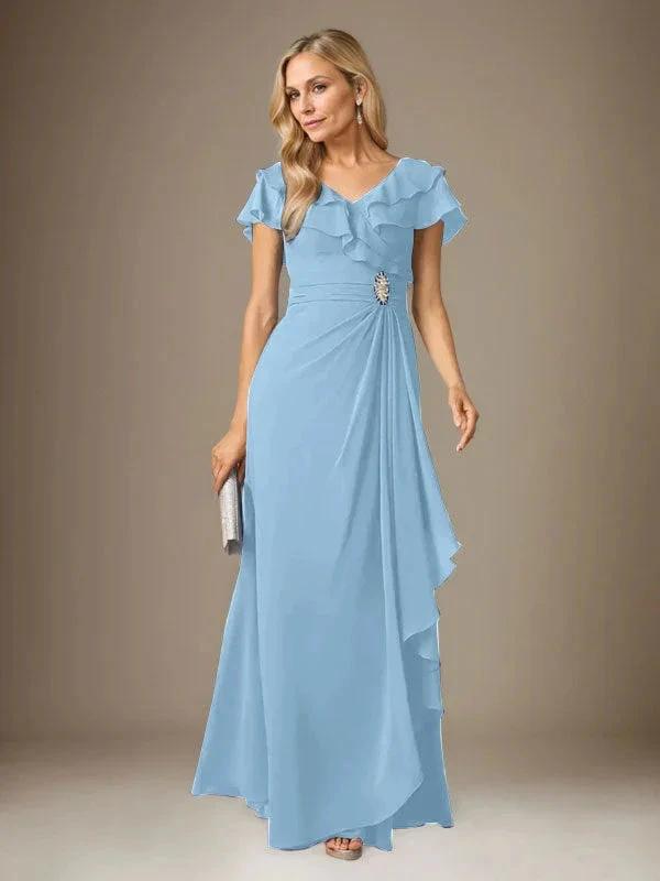 Stormy A-Line V-Neck Ruched Chiffon Dress by Dreamylily