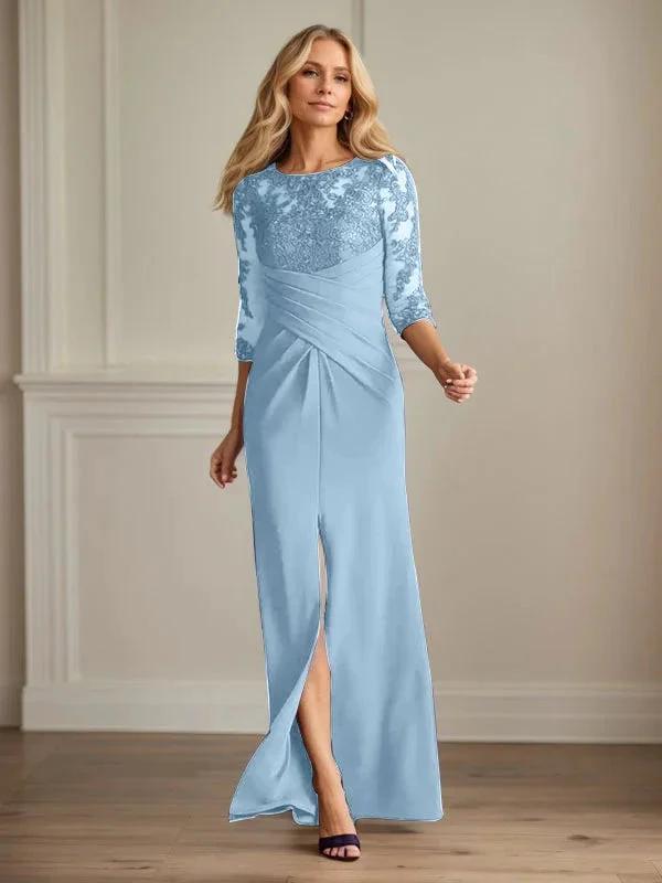Plum Sheath Lace Stretch Crepe Mother of the Bride Dress by Dreamylily