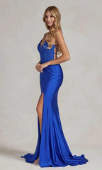 Royal Blue Prom Dress with Lace Bodice SYP55 by vivymakudress
