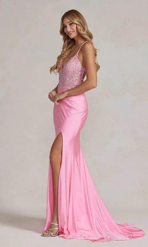 Pink Prom Dress with Lace Bodice SYP56 by vivymakudress
