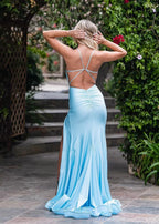 Criss Cross Back Prom Dress with Slit SYP17 by vivymakudress