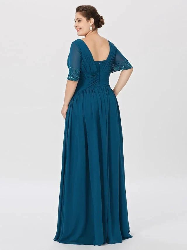 A-Line/Princess Square Neck Floor-Length Mother of the Bride Dresses by Dreamylily