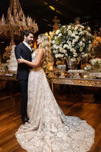 Ball Gown Lace White Wedding Dress With Detachable Long Sleeves WD644 by pgmdress
