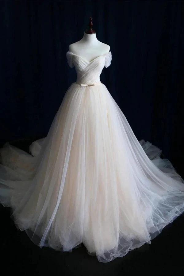 Ball Gown Tulle Sweetheart Lace up Bowknot Wedding Dresses WD200 by pgmdress