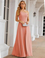 Numbersea One Shoulder Chiffon Bridesmaid Dresses Long Formal Homecoming Prom Gowns for Women Party Wedding Evening SEA28052 by numbersea