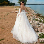 Beach Sweetheart Wedding Dresses For Women 2023 Bride Modern Lace A-LineAppliques Bridal Gown Off The Shoulder Robe De Mariée by payinti