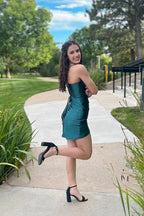 Beautiful Column Spaghetti Straps Sleeveless Ruffles Satin Openback Homecoming Dress by misshow.com