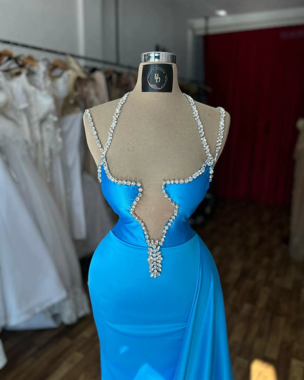 Beautiful Column Spaghetti Straps Sleeveless Ruffles Satin Prom Dresses by misshow.com